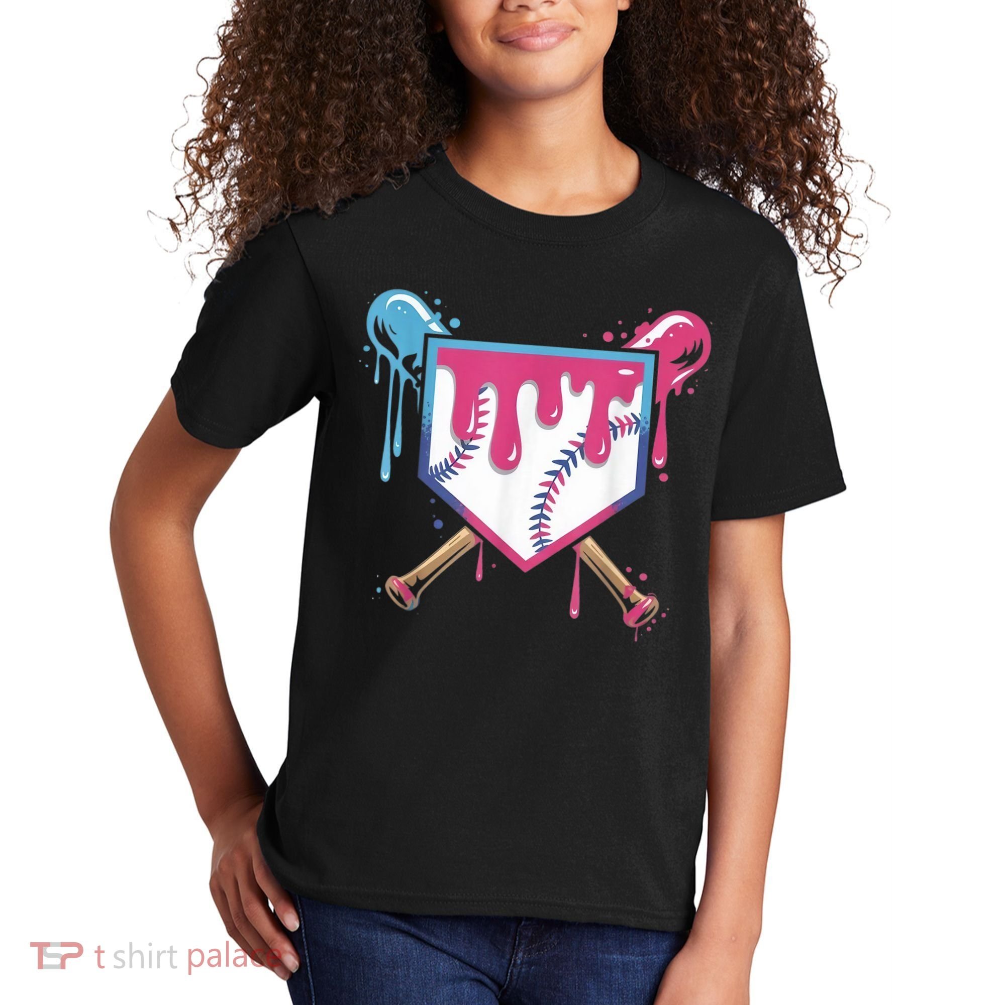 Baseball Drip  Ice Cream Drip Bo.ys Baseball Kids T-Shirt
