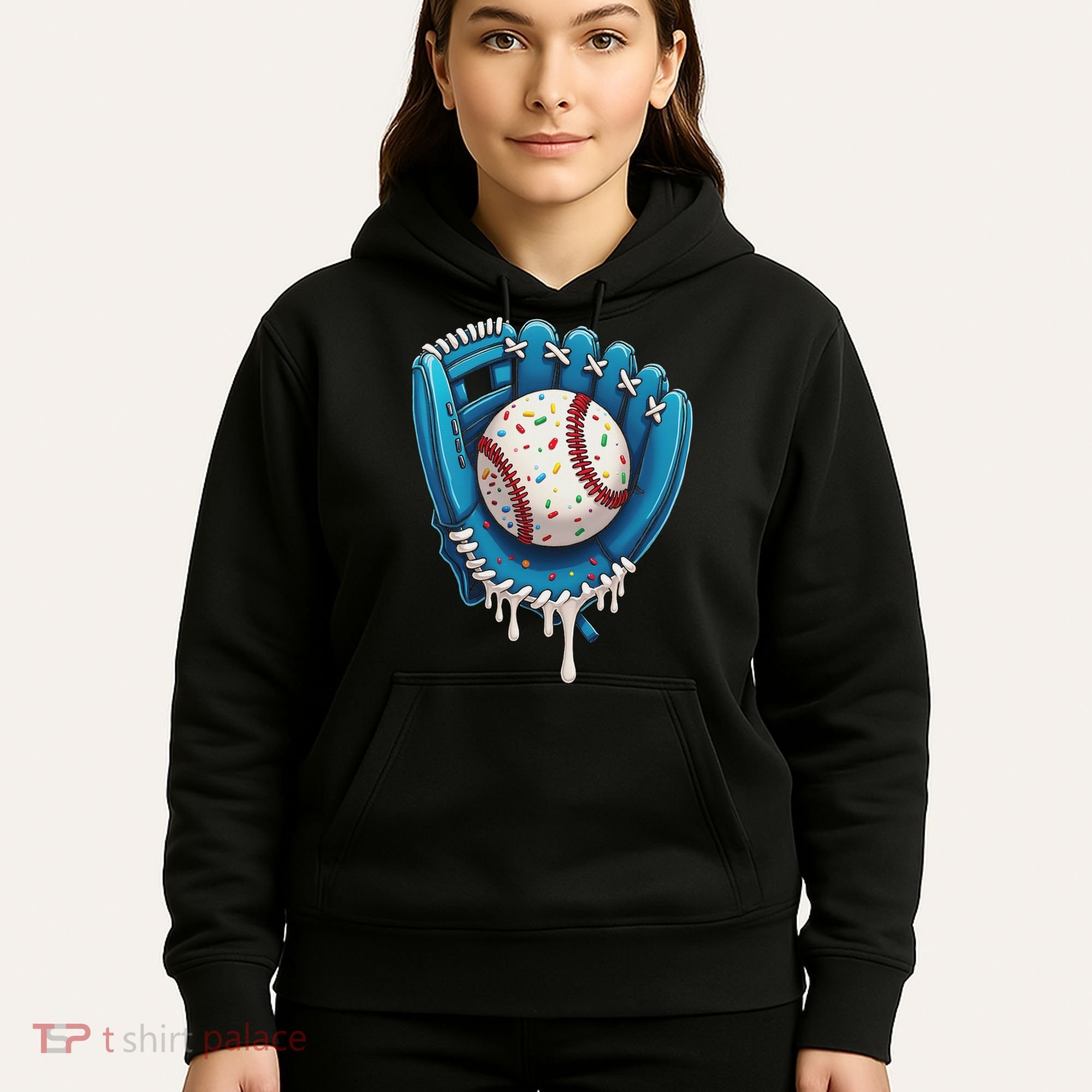 Baseball Drip Ice Cream Sprinkles Baseball Glove Hoodie