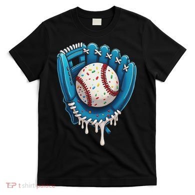 Baseball Drip Ice Cream Sprinkles Baseball Glove T-Shirt