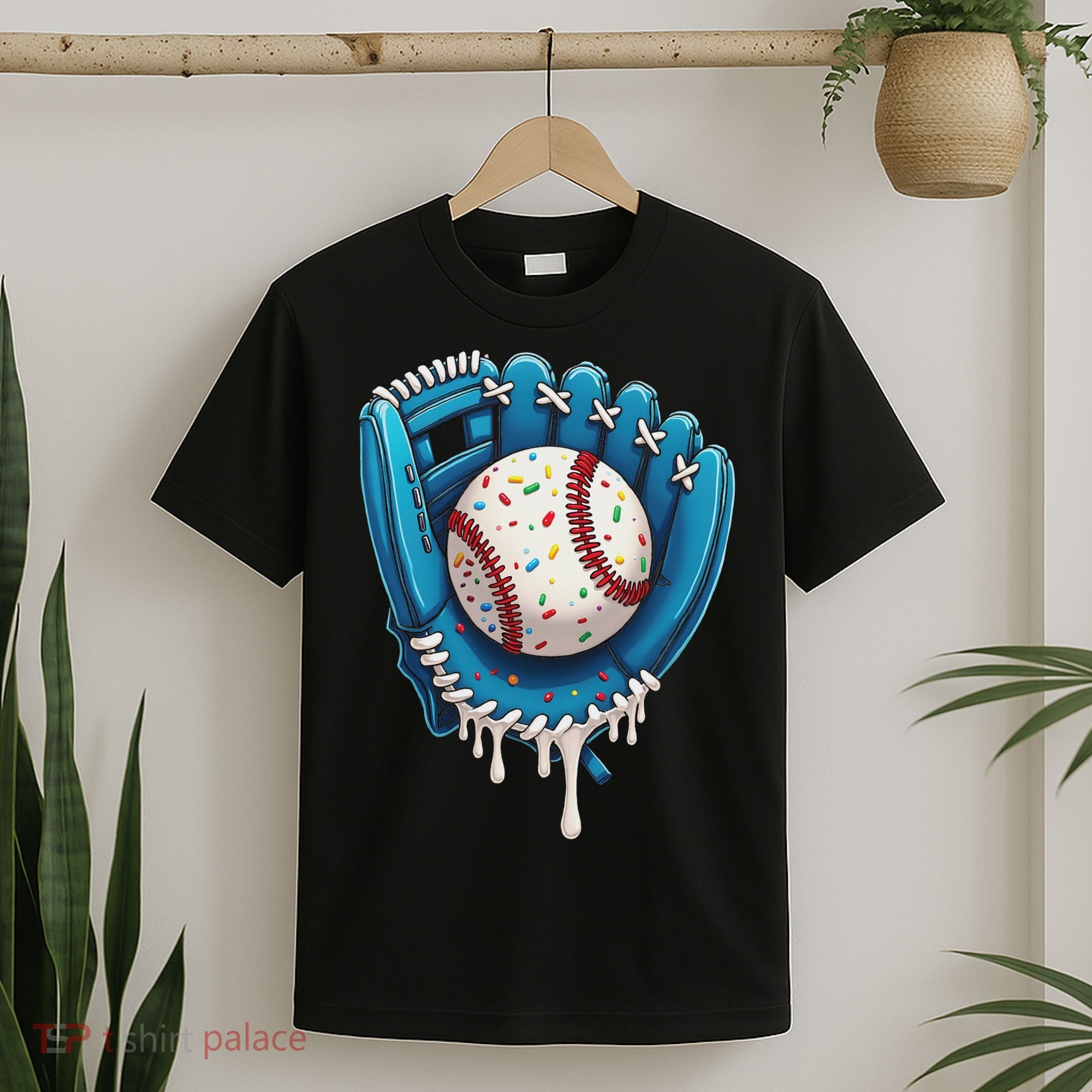Baseball Drip Ice Cream Sprinkles Baseball Glove T-Shirt