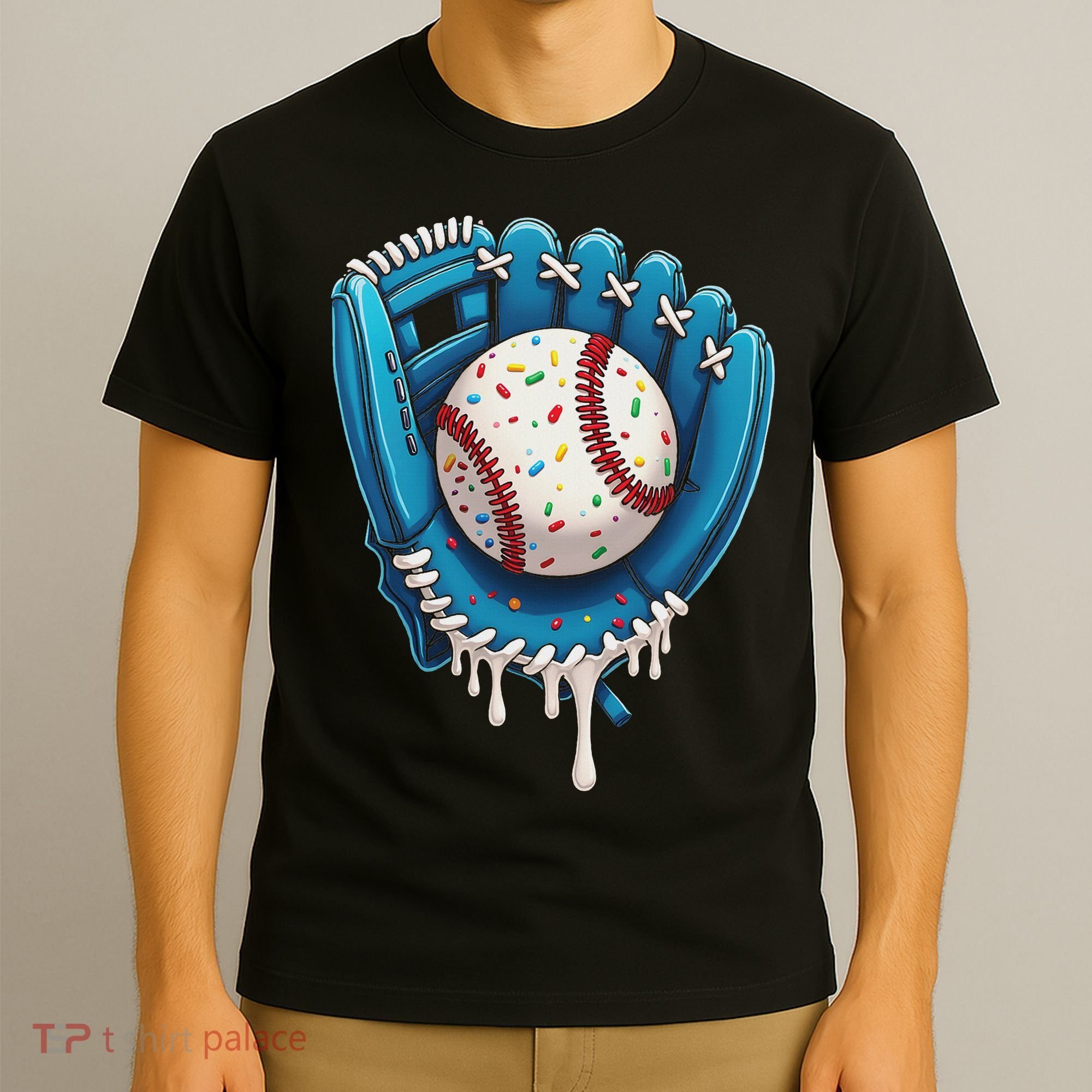 Baseball Drip Ice Cream Sprinkles Baseball Glove T-Shirt