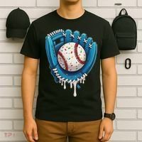 Baseball Drip Ice Cream Sprinkles Baseball Glove T-Shirt thumb 6