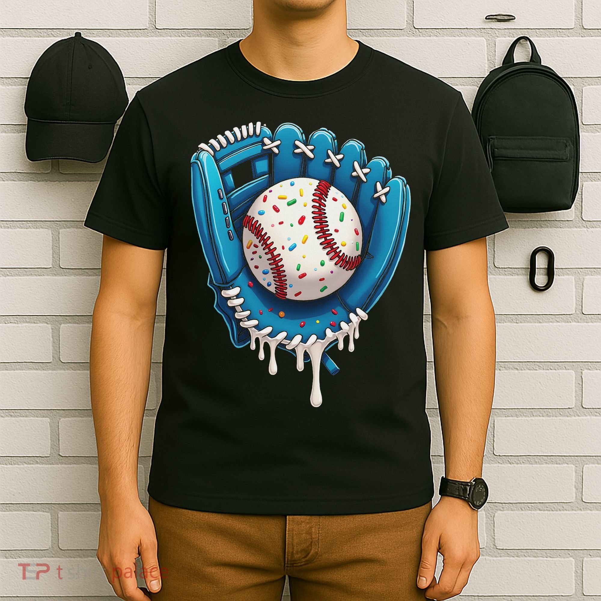 Baseball Drip Ice Cream Sprinkles Baseball Glove T-Shirt