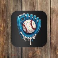 Baseball Drip Ice Cream Sprinkles Baseball Glove Coaster thumb 0