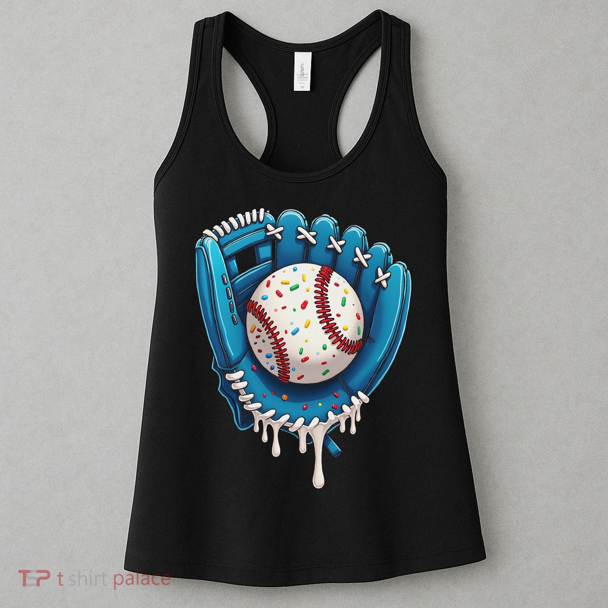 Baseball Drip Ice Cream Sprinkles Baseball Glove Women's Tank Top