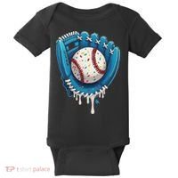 Baseball Drip Ice Cream Sprinkles Baseball Glove Baby Bodysuit thumb 0