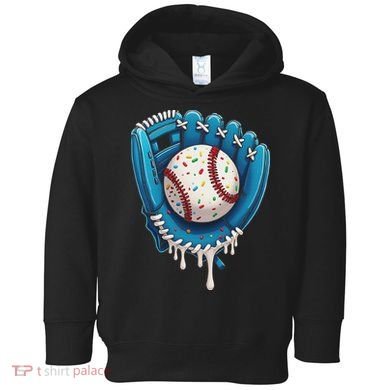 Baseball Drip Ice Cream Sprinkles Baseball Glove Toddler Hoodie