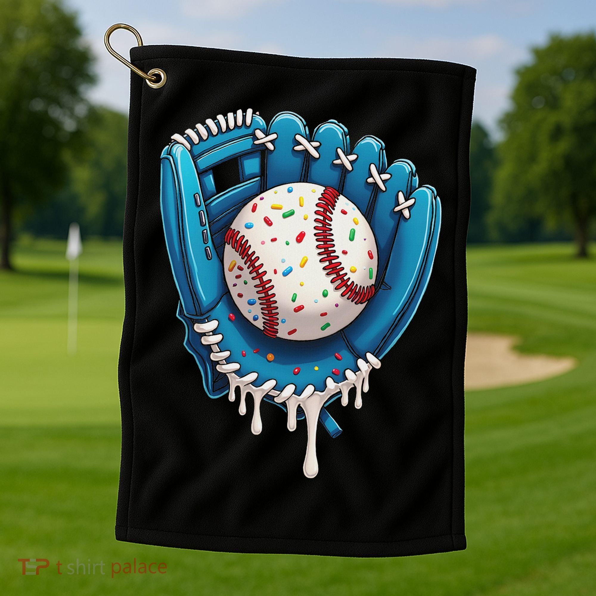 Baseball Drip Ice Cream Sprinkles Baseball Glove Golf Towel