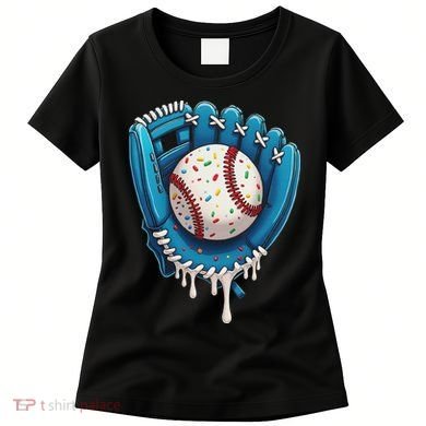Baseball Drip Ice Cream Sprinkles Baseball Glove Women's T-Shirt