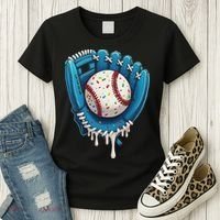 Baseball Drip Ice Cream Sprinkles Baseball Glove Women's T-Shirt thumb 3