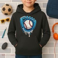 Baseball Drip Ice Cream Sprinkles Baseball Glove Kids Hoodie thumb 2