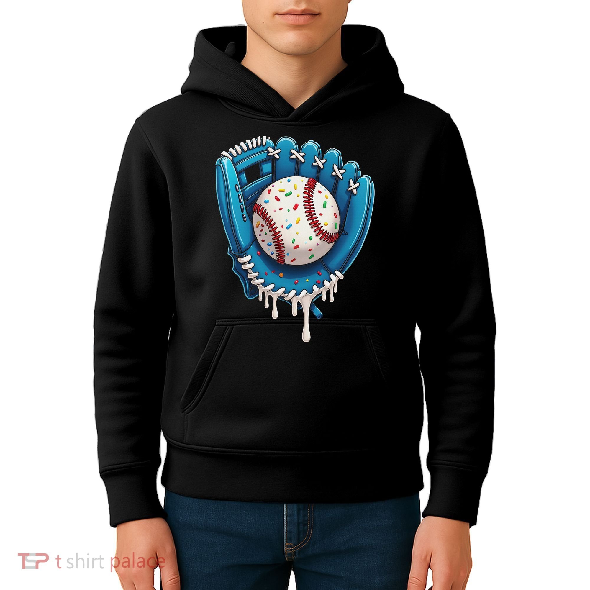 Baseball Drip Ice Cream Sprinkles Baseball Glove Kids Hoodie