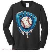 Baseball Drip Ice Cream Sprinkles Baseball Glove Kids Long Sleeve Shirt thumb 0