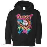 Baseball Drip Ice Cream Drip Respect The Drip Toddler Hoodie thumb 0