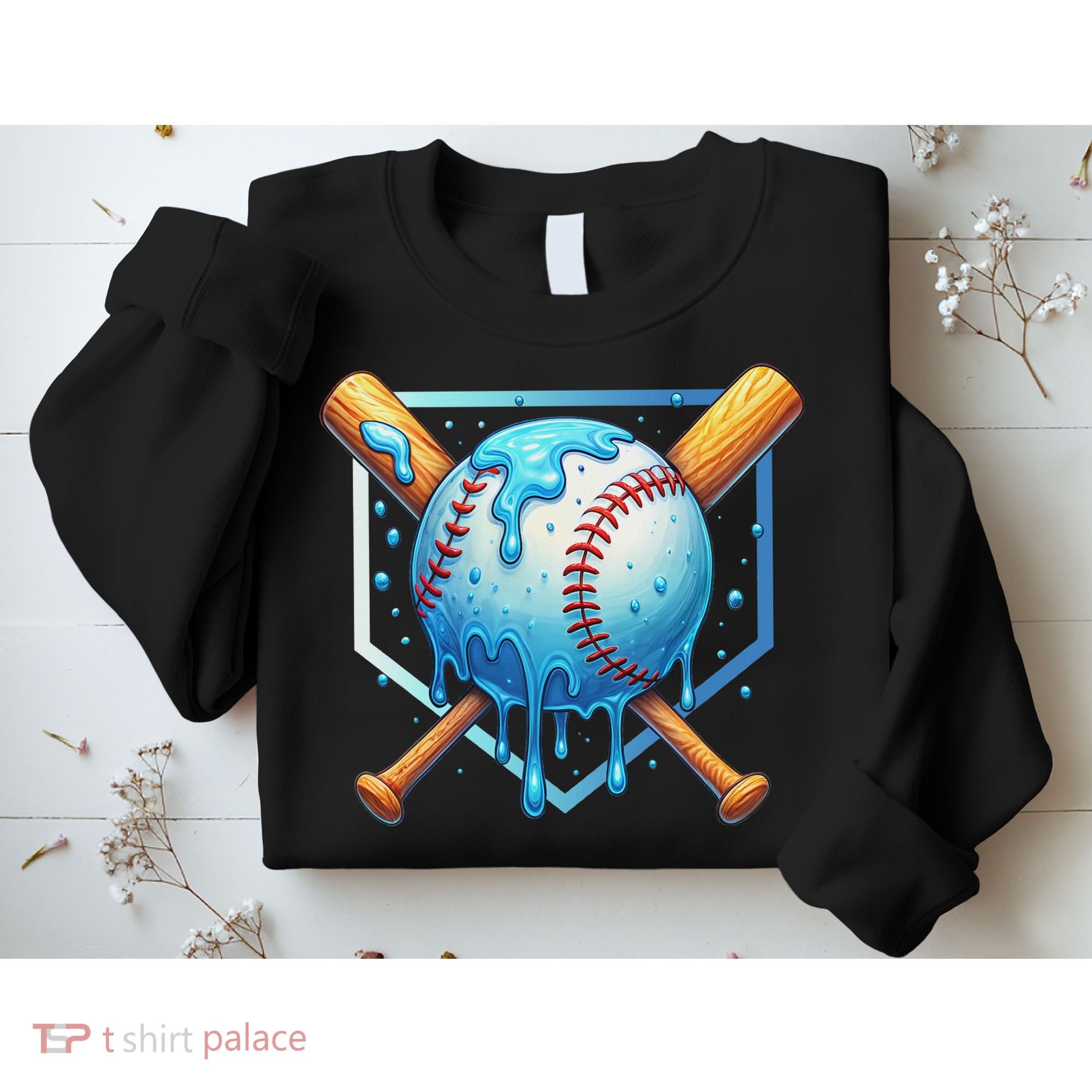 Baseball Dripping Ice Cream Drip Baseball Sweatshirt