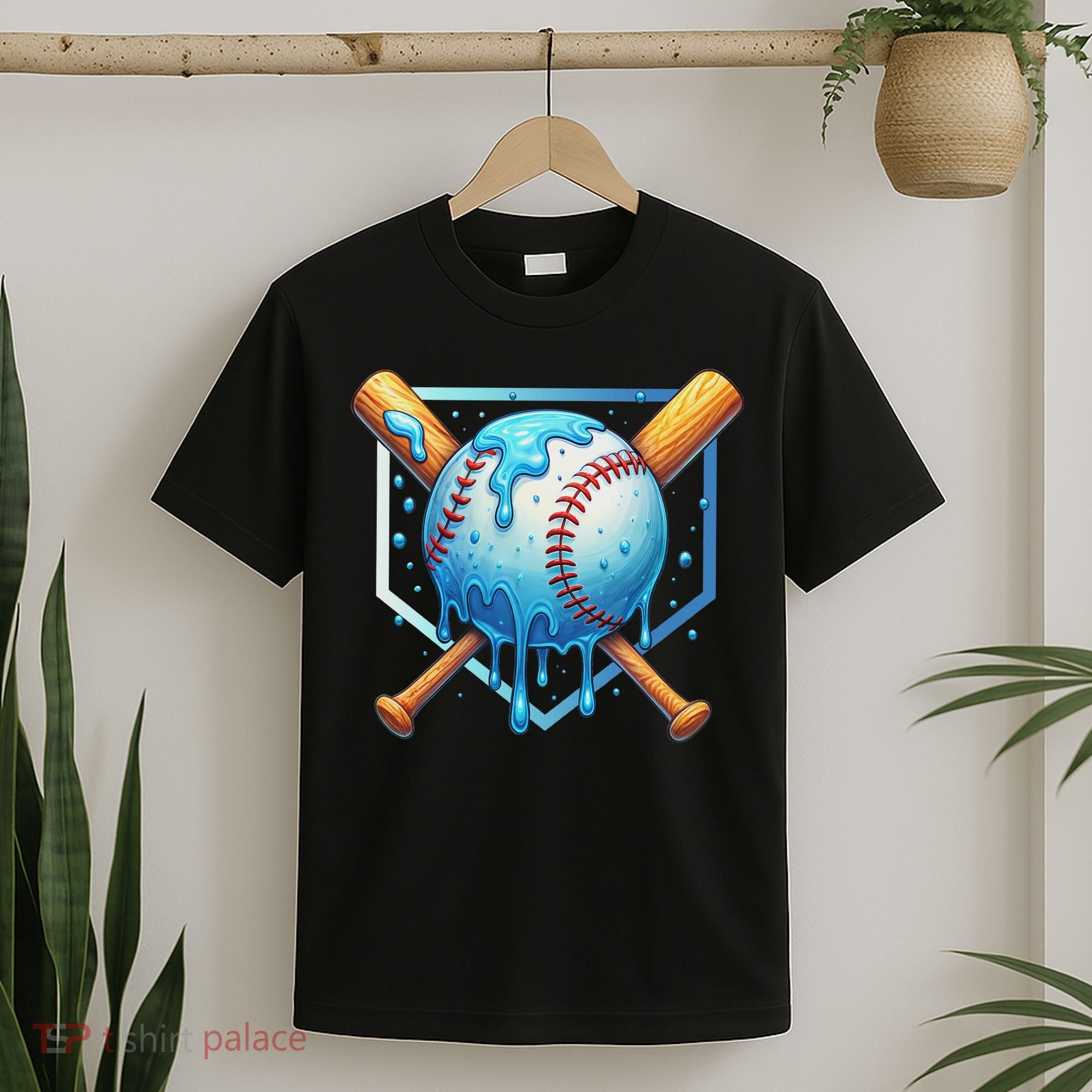 Baseball Dripping Ice Cream Drip Baseball T-Shirt
