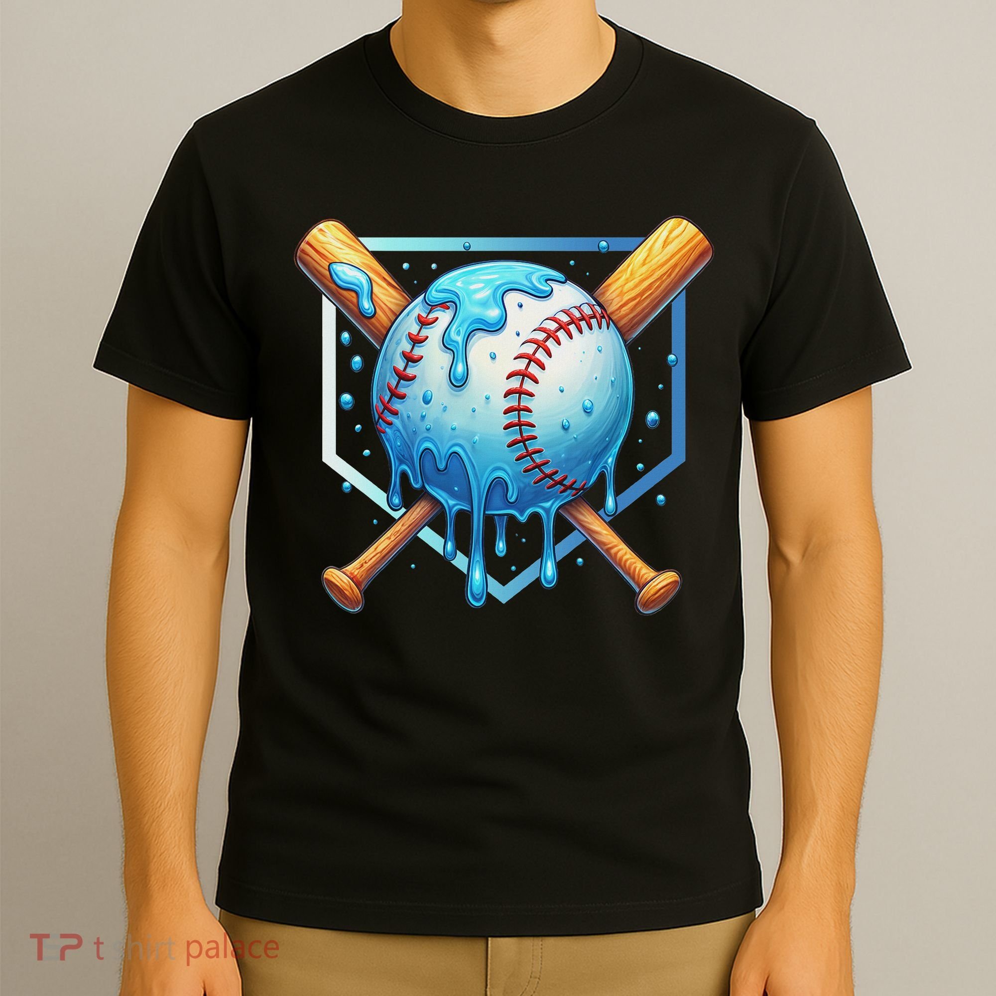 Baseball Dripping Ice Cream Drip Baseball T-Shirt