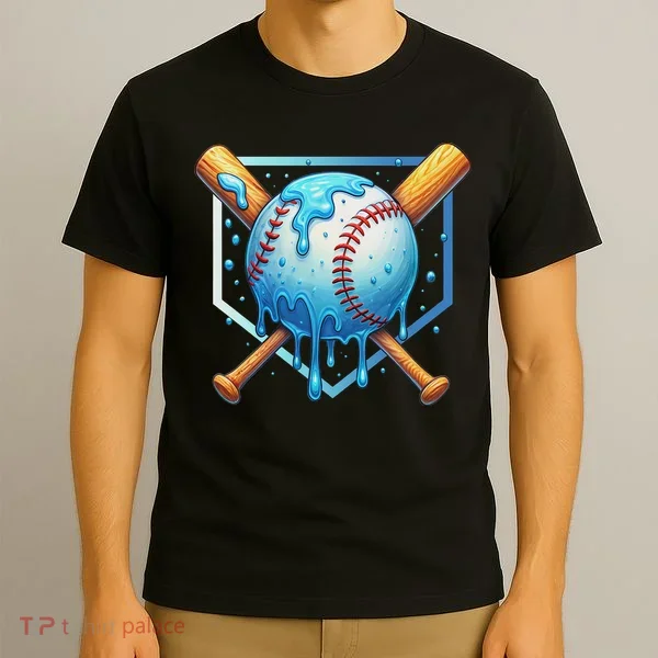 Baseball Dripping Ice Cream Drip Baseball T-Shirt