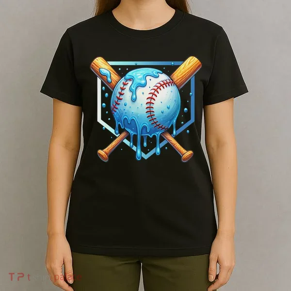 Baseball Dripping Ice Cream Drip Baseball T-Shirt