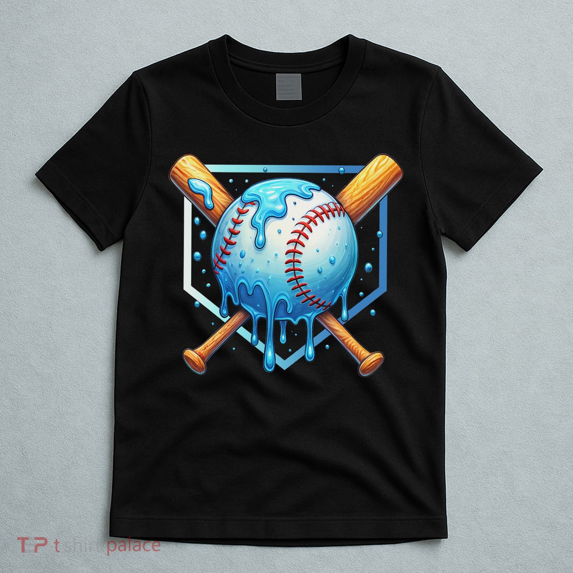 Baseball Dripping Ice Cream Drip Baseball T-Shirt
