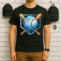 Baseball Dripping Ice Cream Drip Baseball T-Shirt thumb 6