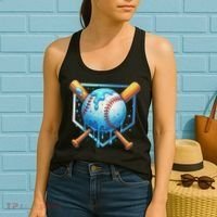 Baseball Dripping Ice Cream Drip Baseball Women's Tank Top thumb 2