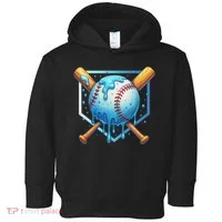 Baseball Dripping Ice Cream Drip Baseball Toddler Hoodie thumb 0