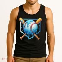 Baseball Dripping Ice Cream Drip Baseball Tank Top thumb 3