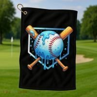 Baseball Dripping Ice Cream Drip Baseball Golf Towel thumb 1