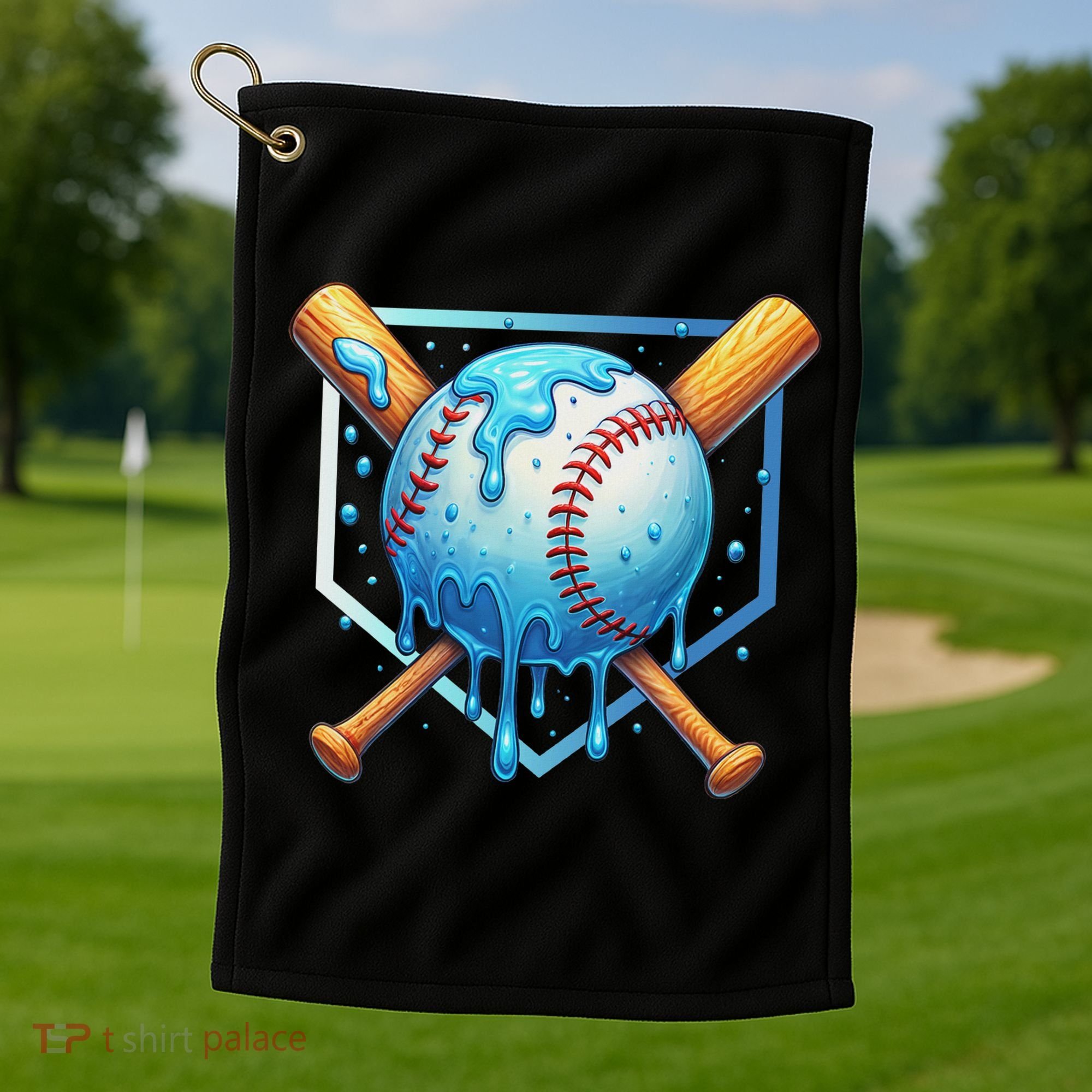 Baseball Dripping Ice Cream Drip Baseball Golf Towel