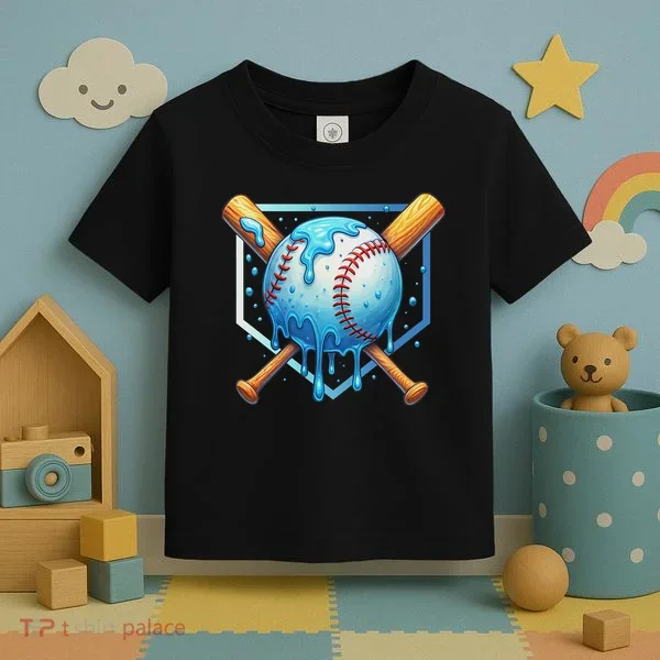 Baseball Dripping Ice Cream Drip Baseball Toddler T-Shirt