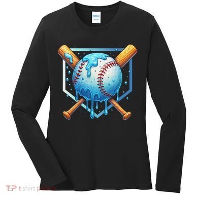 Baseball Dripping Ice Cream Drip Baseball Women's Long Sleeve Shirt