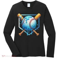 Baseball Dripping Ice Cream Drip Baseball Women's Long Sleeve Shirt thumb 0