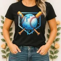 Baseball Dripping Ice Cream Drip Baseball Women's T-Shirt thumb 2