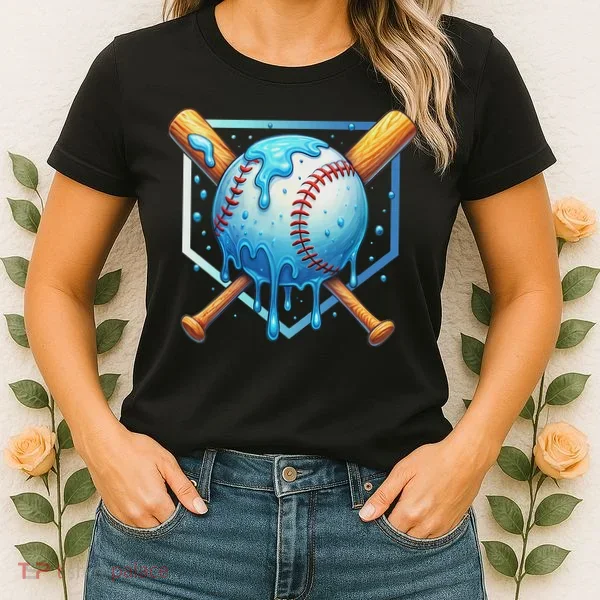 Baseball Dripping Ice Cream Drip Baseball Women's T-Shirt