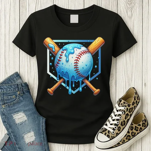 Baseball Dripping Ice Cream Drip Baseball Women's T-Shirt