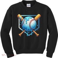 Baseball Dripping Ice Cream Drip Baseball Kids Sweatshirt thumb 0