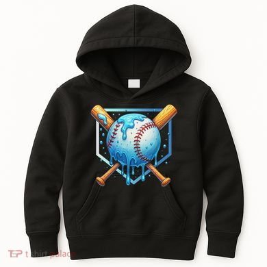 Baseball Dripping Ice Cream Drip Baseball Kids Hoodie