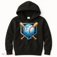 Baseball Dripping Ice Cream Drip Baseball Kids Hoodie thumb 0