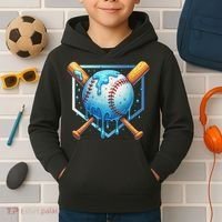 Baseball Dripping Ice Cream Drip Baseball Kids Hoodie thumb 2