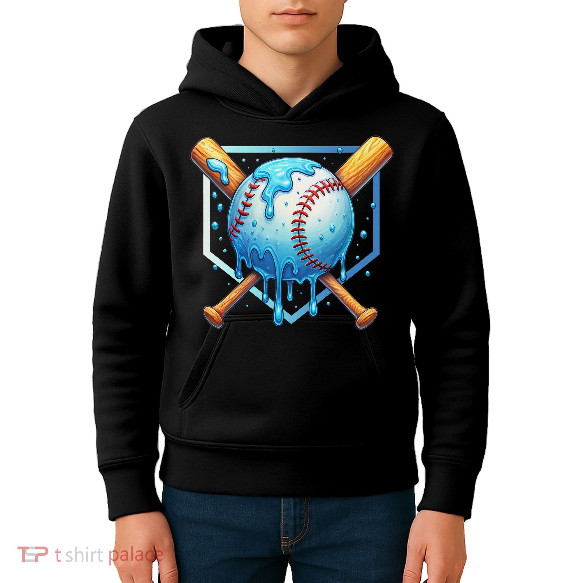 Baseball Dripping Ice Cream Drip Baseball Kids Hoodie