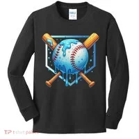Baseball Dripping Ice Cream Drip Baseball Kids Long Sleeve Shirt thumb 0