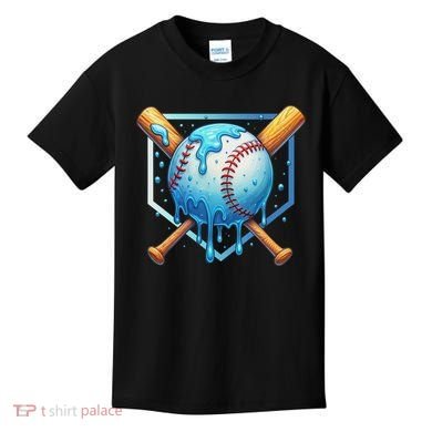Baseball Dripping Ice Cream Drip Baseball Kids T-Shirt