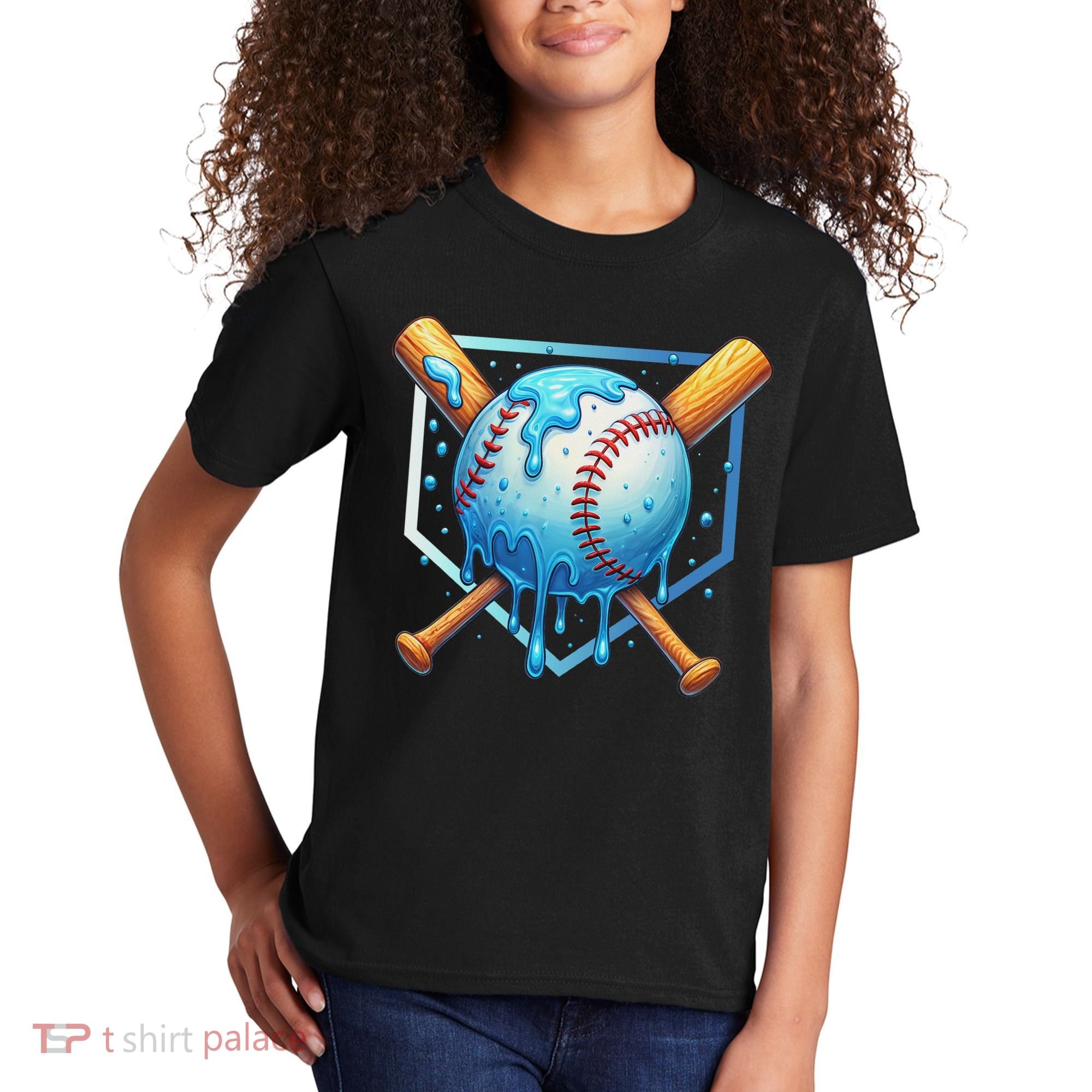 Baseball Dripping Ice Cream Drip Baseball Kids T-Shirt