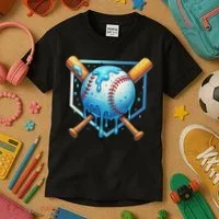 Baseball Dripping Ice Cream Drip Baseball Kids T-Shirt thumb 3
