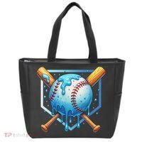 Baseball Dripping Ice Cream Drip Baseball Tote Bag thumb 0