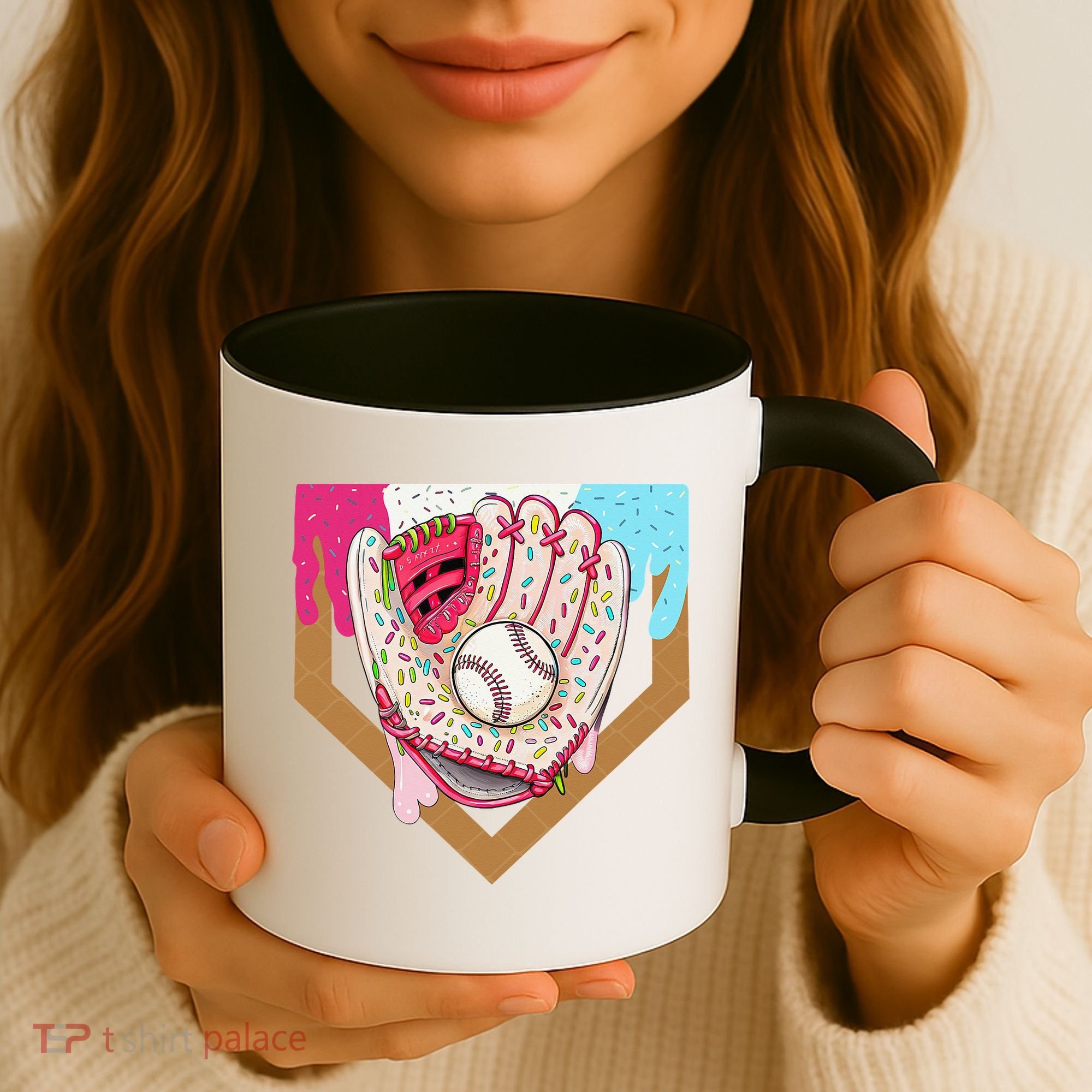 Baseball Drip Ice Cream Cone Drip Baseball Coffee Mug