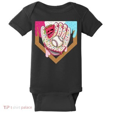 Baseball Drip Ice Cream Cone Drip Baseball Baby Bodysuit