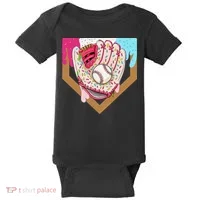 Baseball Drip Ice Cream Cone Drip Baseball Baby Bodysuit thumb 0
