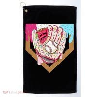 Baseball Drip Ice Cream Cone Drip Baseball Golf Towel thumb 0